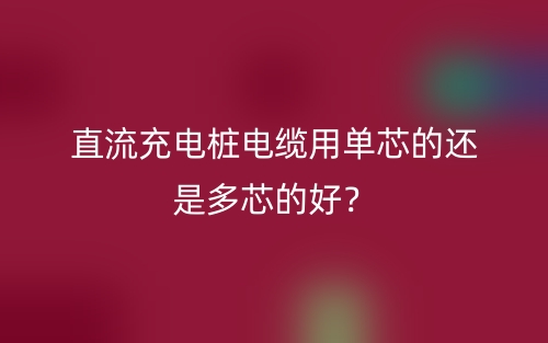 直流充电桩电缆用单芯的还是多芯的好？(图1)