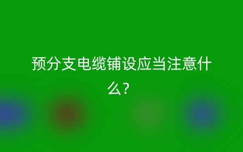 预分支电缆铺设应当注意什么?(图1) 预分支电缆铺设应当注意什么?(图1)